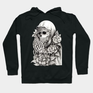 Santa muerte with rose day of the dead. Hoodie